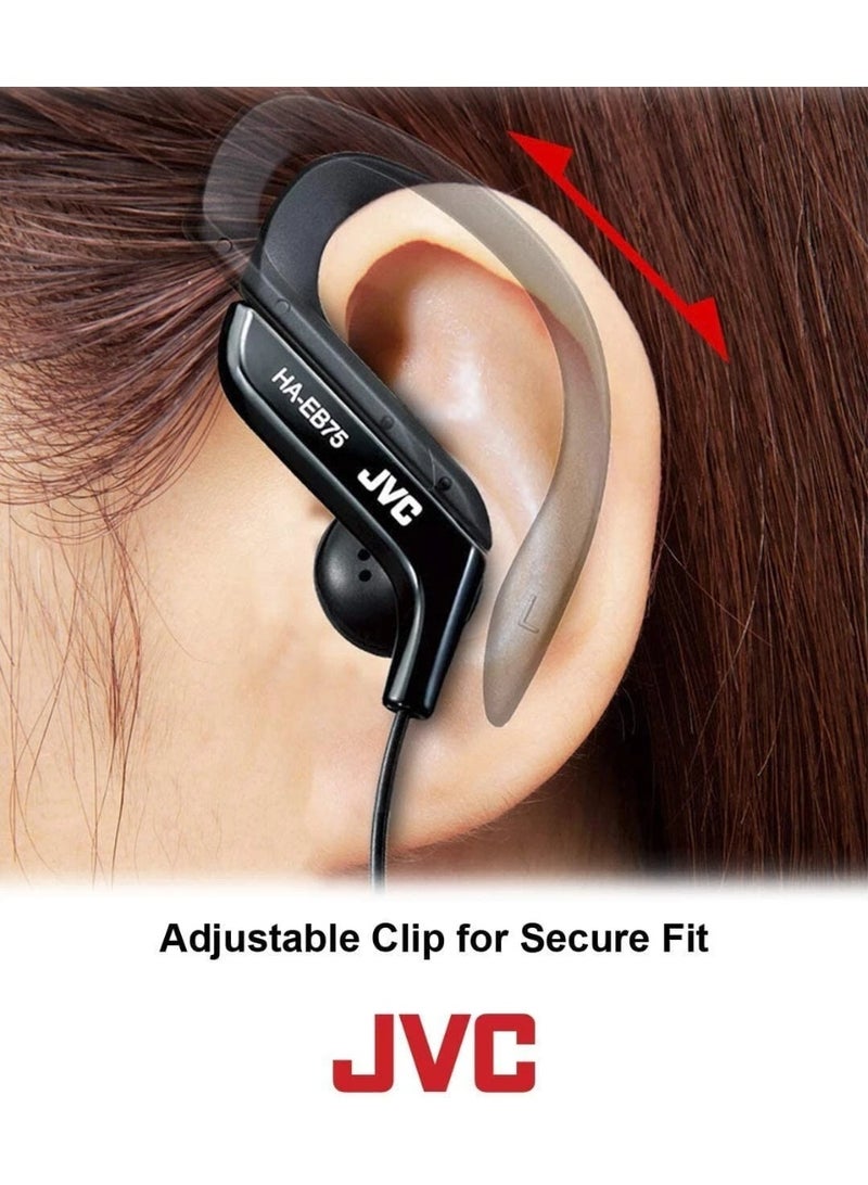 جي في سي سماعات أذن رياضية JVC HA-EB75 فضية اللون مقاومة للعرق مع مشبك قابل للتعديل - Image 2